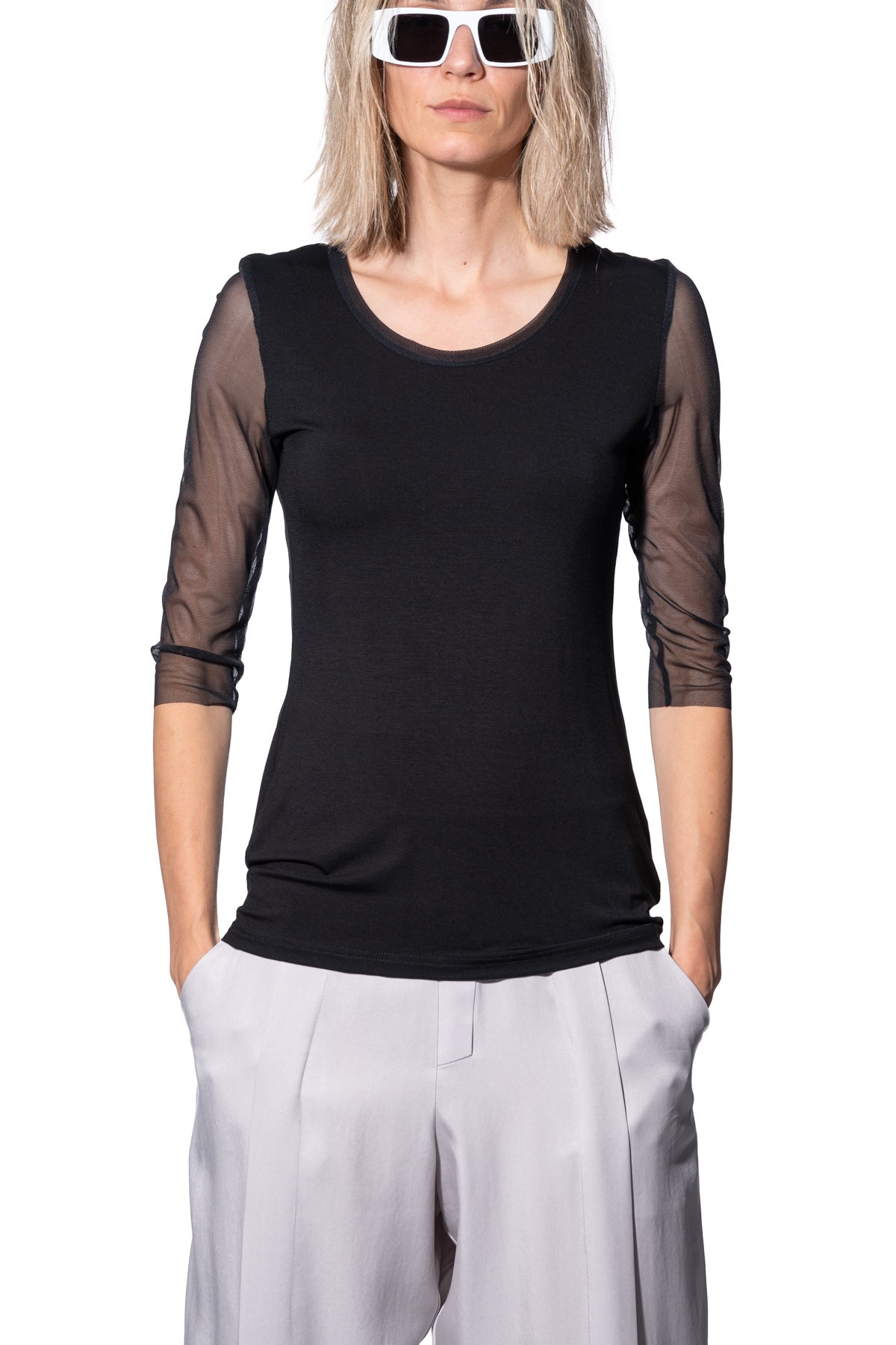 T-shirt with Mesh Sleeve